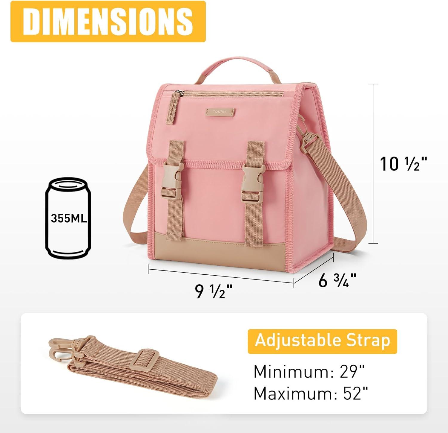 imageTOURIT Lunch Bag with Buckle Lunch Box Insulated Food Carrier for Women Men Work Outdoor Pink02Pink