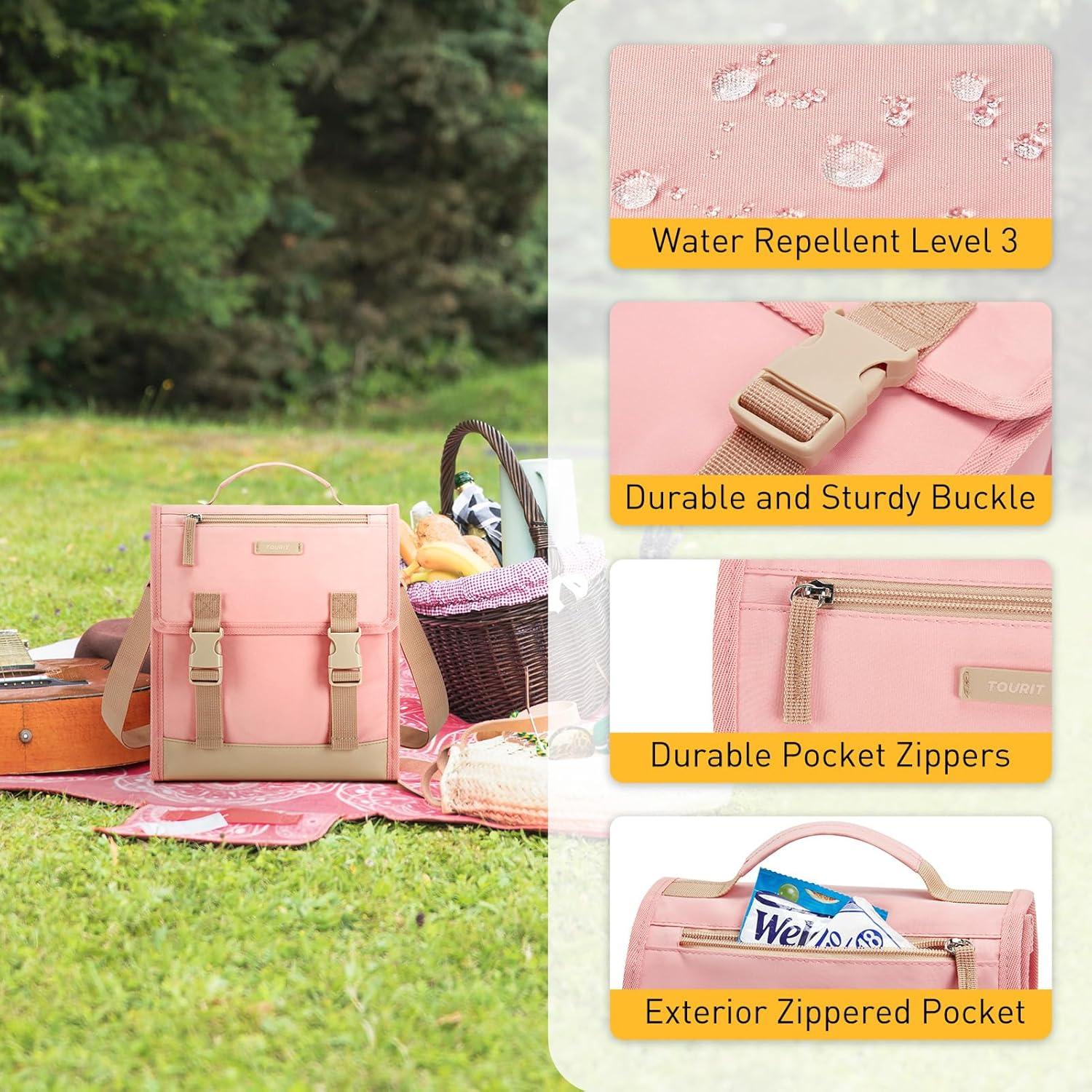 imageTOURIT Lunch Bag with Buckle Lunch Box Insulated Food Carrier for Women Men Work Outdoor Pink02Pink