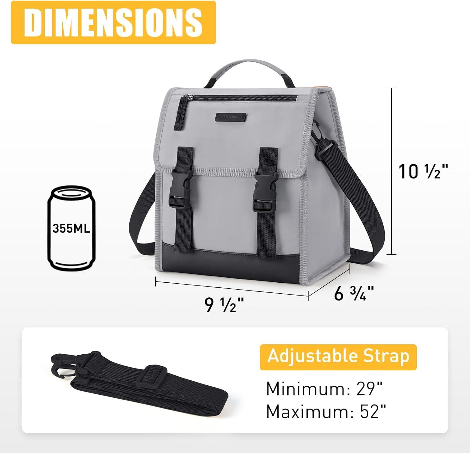 imageTOURIT Lunch Bag with Buckle Lunch Box Insulated Food Carrier for Women Men Work Outdoor Pink03Grey