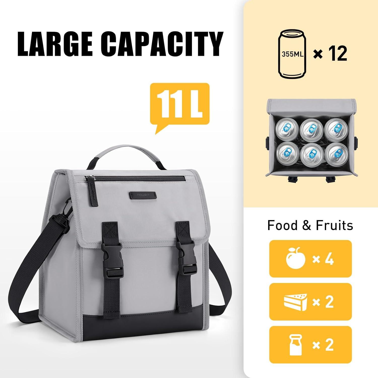imageTOURIT Lunch Bag with Buckle Lunch Box Insulated Food Carrier for Women Men Work Outdoor Pink03Grey