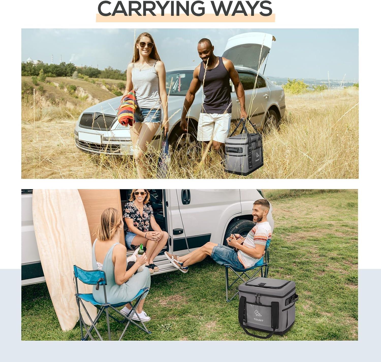 imageTOURIT Portable 50Can Collapsible Rolling Soft Cooler with 29L Space ampamp Reinforced AllTerrain Cart with Wheels Easy Transportation Large Leakproof Travel Beach Ice Chest for Grocery Shoppinggrey