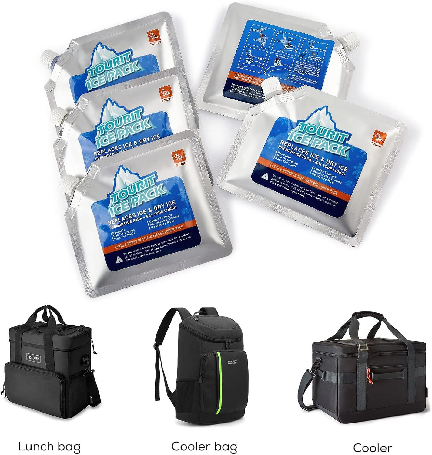 imageTOURIT Reusable Ice Pack for Coolers Long Lasting Cooler Ice Packs for Cooler Bag Lunch BagsBoxes Cooler Backpacks Freezer Packs for Coolers01 5 Pack Lunch Box Size