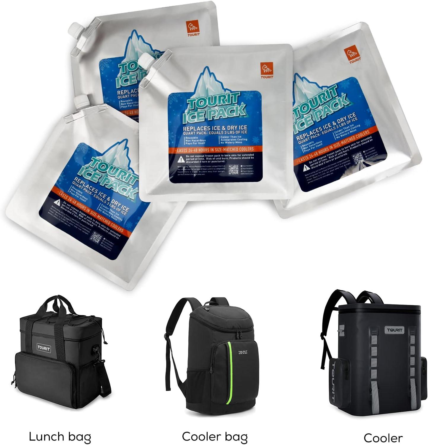 imageTOURIT Reusable Ice Pack for Coolers Long Lasting Cooler Ice Packs for Cooler Bag Lunch BagsBoxes Cooler Backpacks Freezer Packs for Coolers04 4 Pack Normal Size