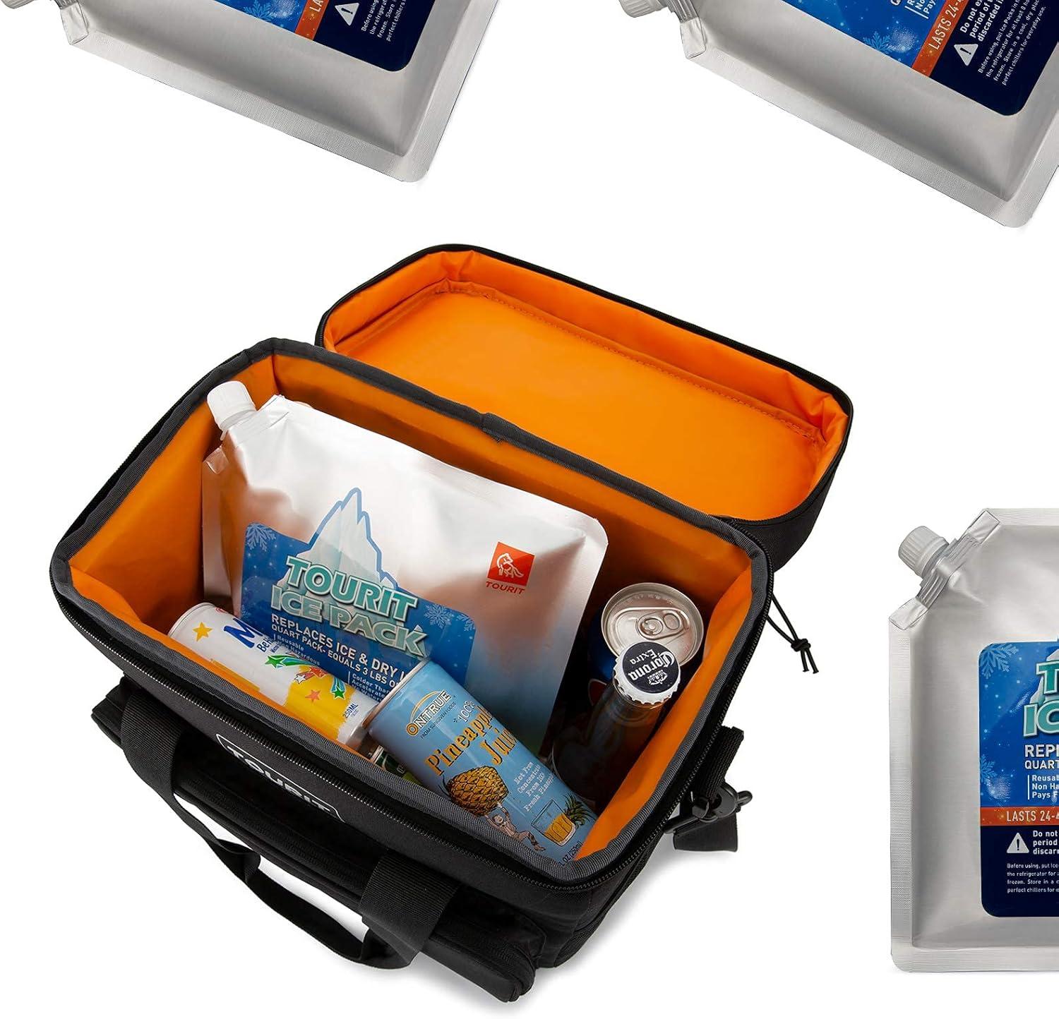 imageTOURIT Reusable Ice Pack for Coolers Long Lasting Cooler Ice Packs for Cooler Bag Lunch BagsBoxes Cooler Backpacks Freezer Packs for Coolers04 4 Pack Normal Size