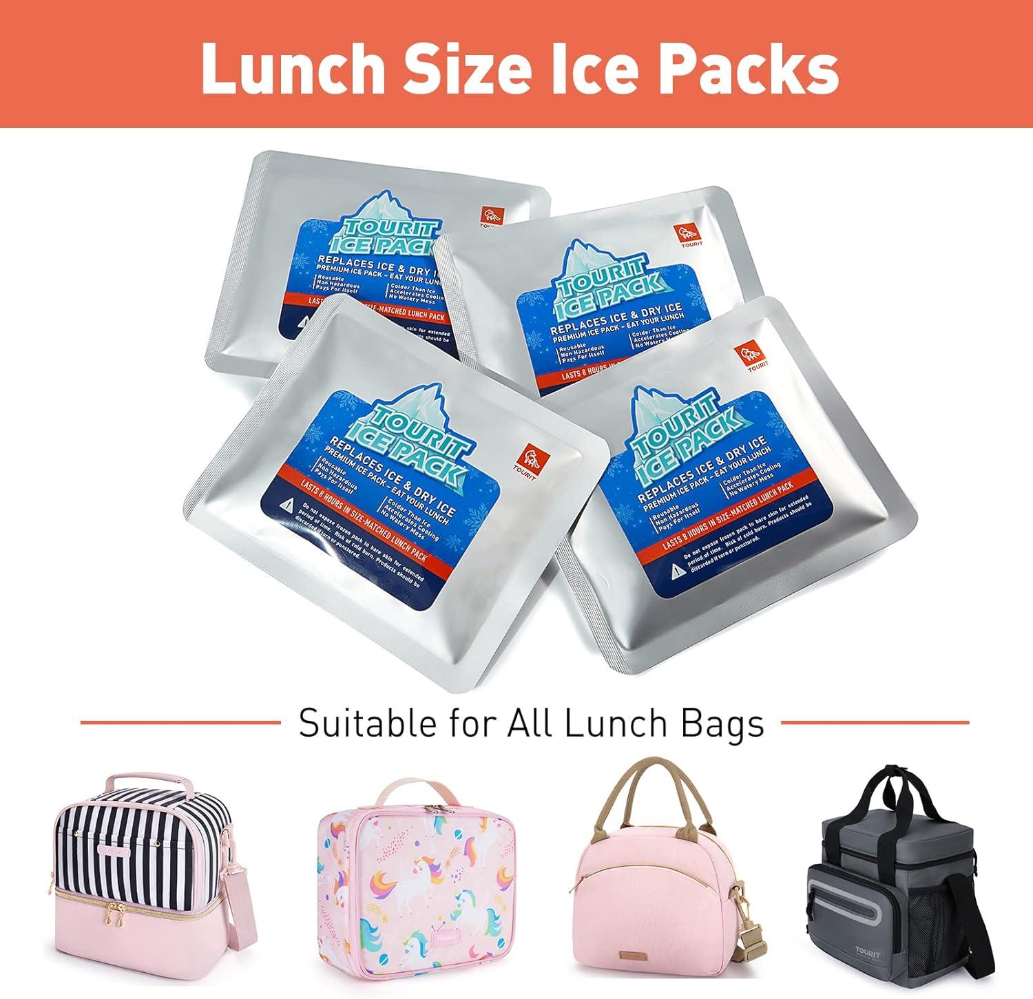 imageTOURIT Reusable Ice Pack for Coolers Long Lasting Cooler Ice Packs for Cooler Bag Lunch BagsBoxes Cooler Backpacks Freezer Packs for Coolers4 Pack Lunch Size NonLid