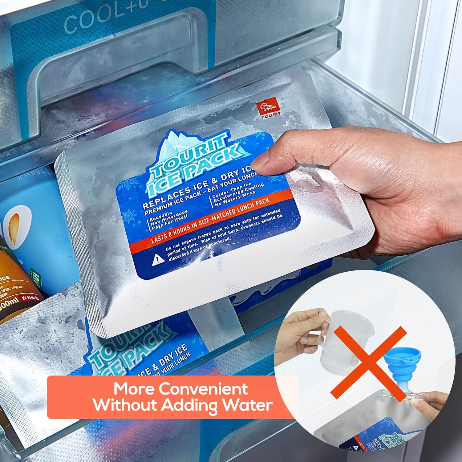 imageTOURIT Reusable Ice Pack for Coolers Long Lasting Cooler Ice Packs for Cooler Bag Lunch BagsBoxes Cooler Backpacks Freezer Packs for Coolers4 Pack Lunch Size NonLid