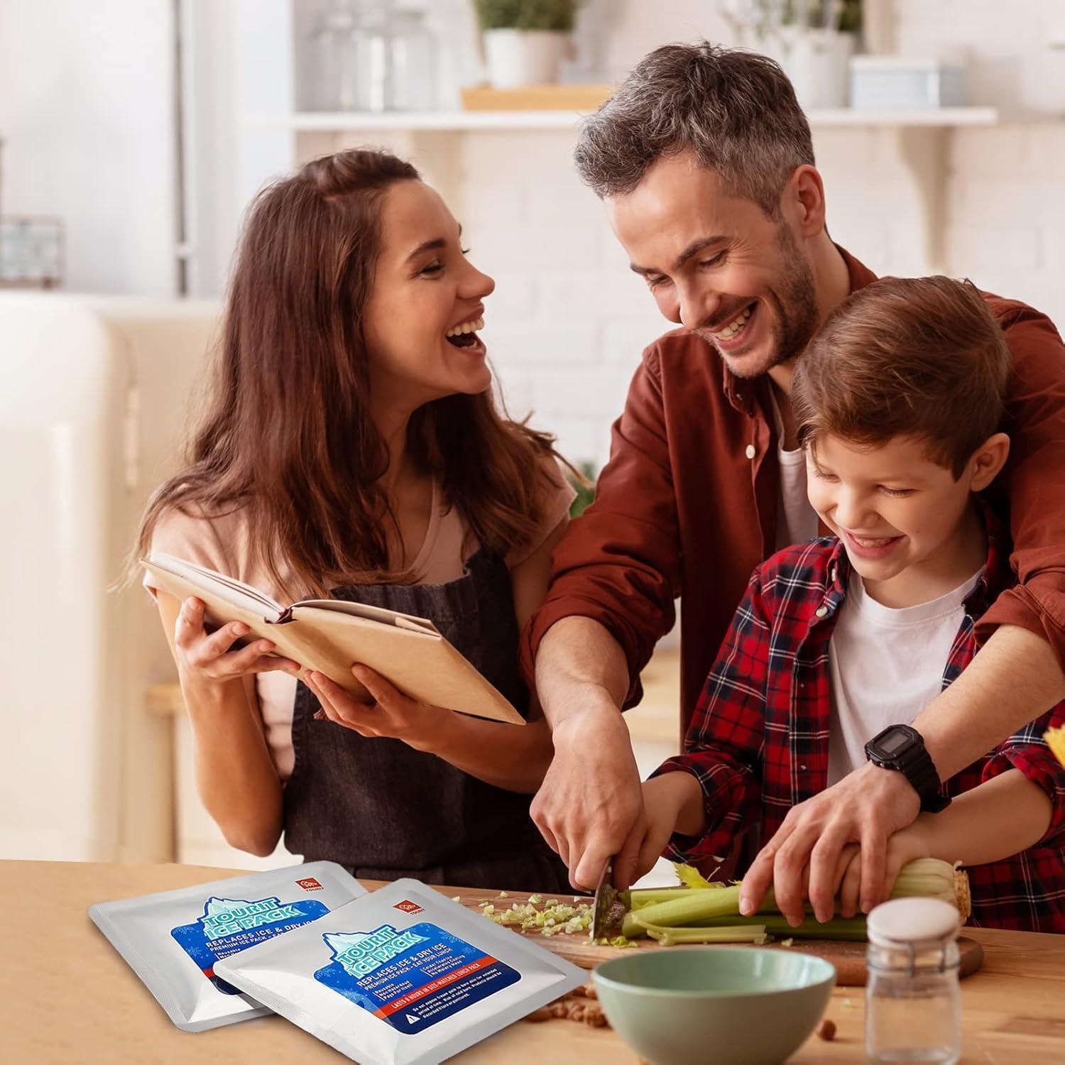 imageTOURIT Reusable Ice Pack for Coolers Long Lasting Cooler Ice Packs for Cooler Bag Lunch BagsBoxes Cooler Backpacks Freezer Packs for Coolers4 Pack Lunch Size NonLid