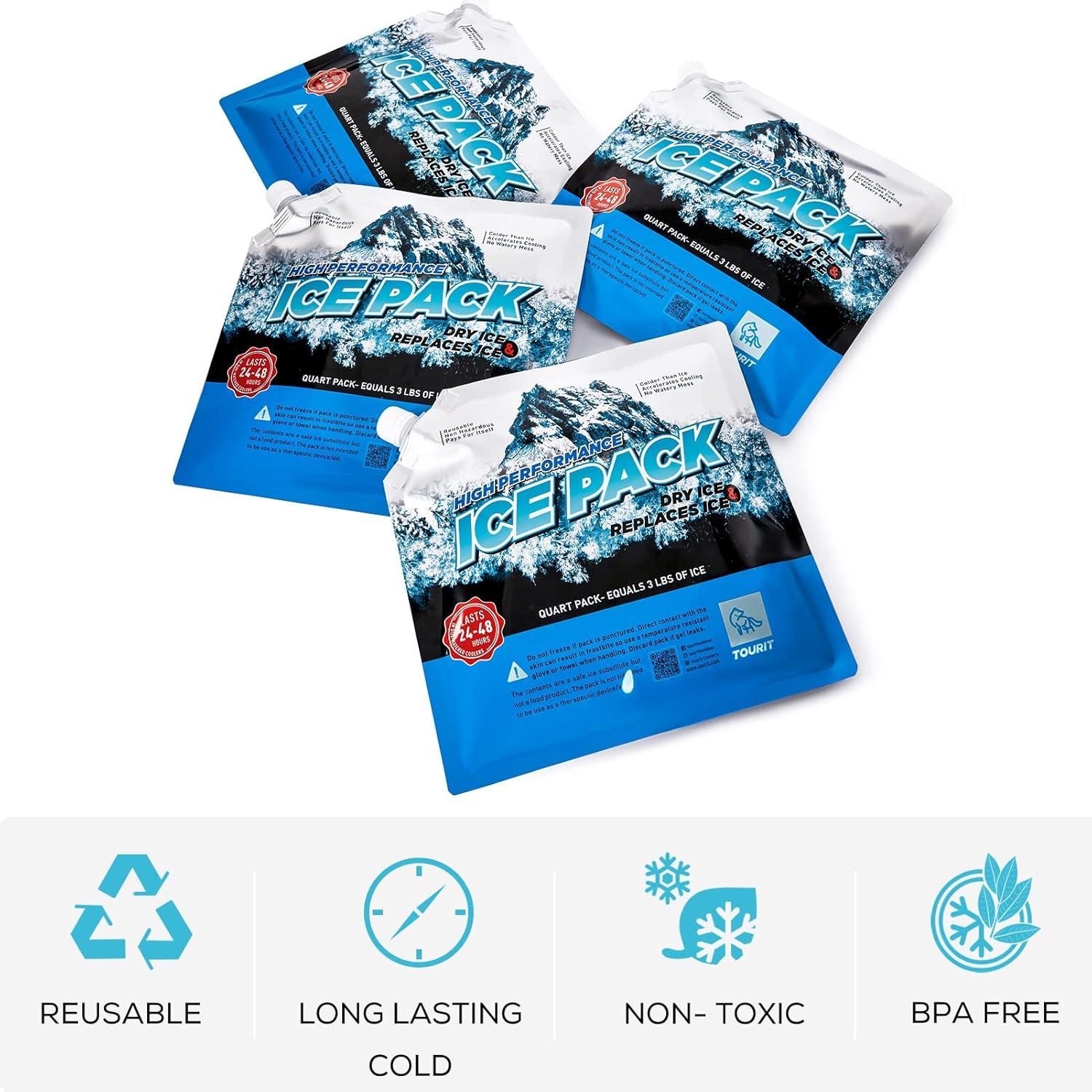 imageTOURIT Reusable Ice Packs for Coolers Long Lasting Cold Freezer Packs for Cooler Bag Lunch BagsLunch Boxes Cooler Backpacks