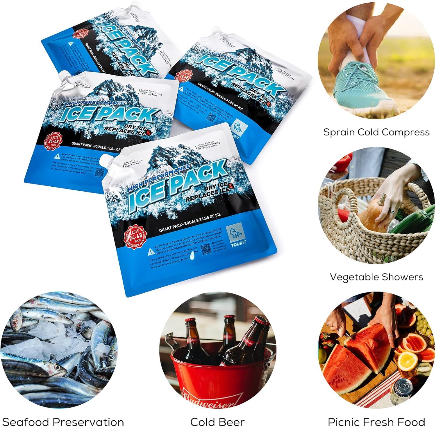 imageTOURIT Reusable Ice Packs for Coolers Long Lasting Cold Freezer Packs for Cooler Bag Lunch BagsLunch Boxes Cooler Backpacks