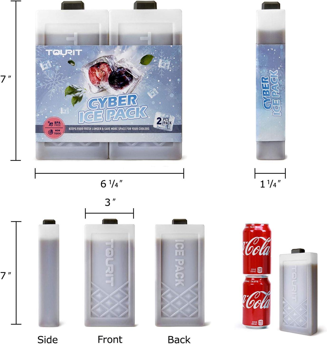 imageTOURIT Reusable Ice Packs for Coolers Long Lasting Freezer Packs Space Saving Ice Blocks for Lunch BagsBoxes Cooler Backpack Camping Beach Picnics Fishing and MoreSet of 2