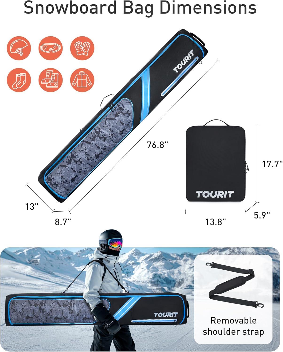 imageTOURIT Rolling Ski and Boot Bag Combo Fully Padded With Wheels for Air Travel WaterResistant 900D Oxford Fabric Foldable Wheeled Bag Holds 2 Pairs of Skis 195cmPink