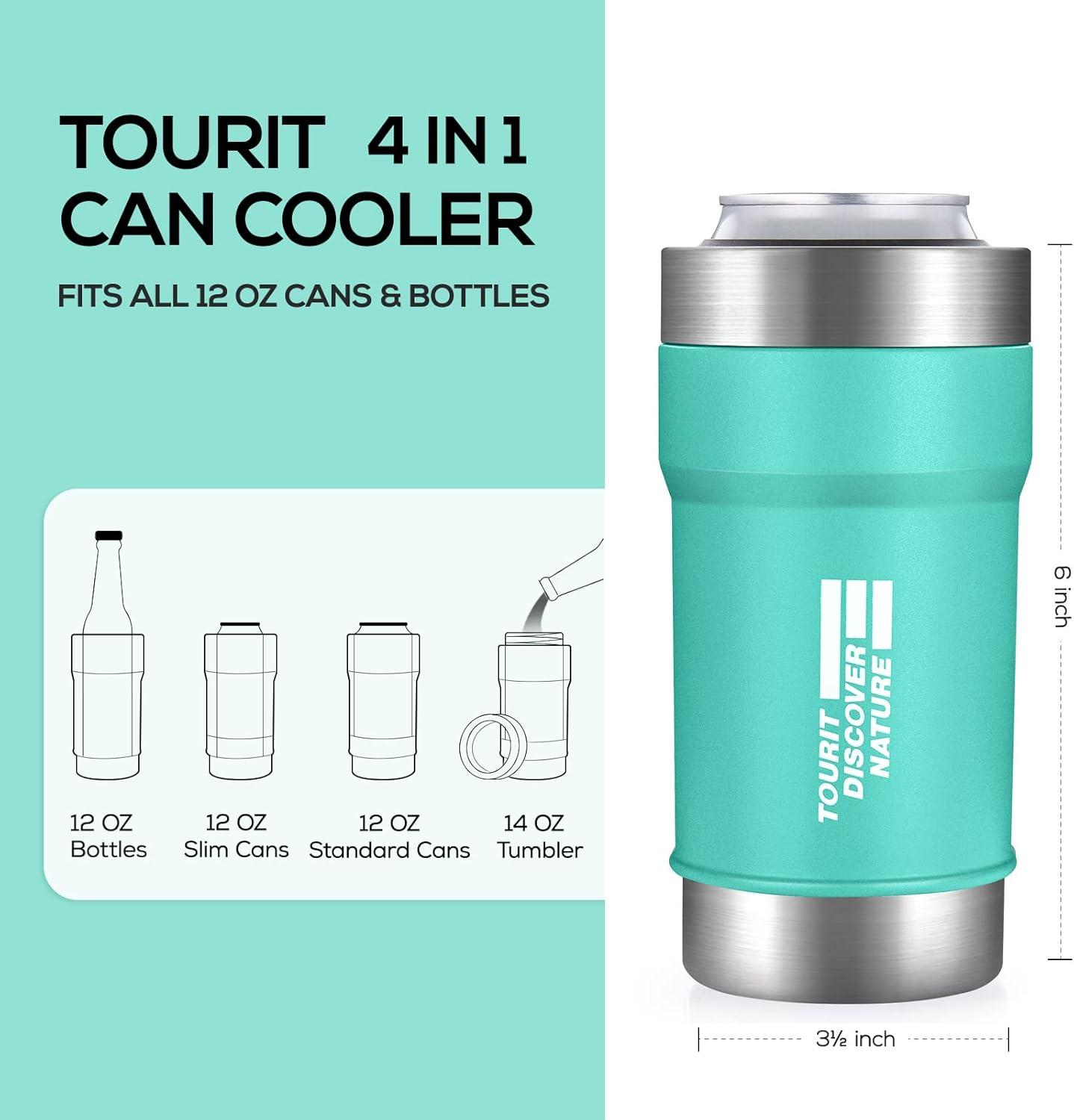 imageTOURIT Slim Can Cooler 12 oz 4 in 1 DoubleWalled Stainless Steel Insulator for Beer ampamp Hard Seltzer Cans