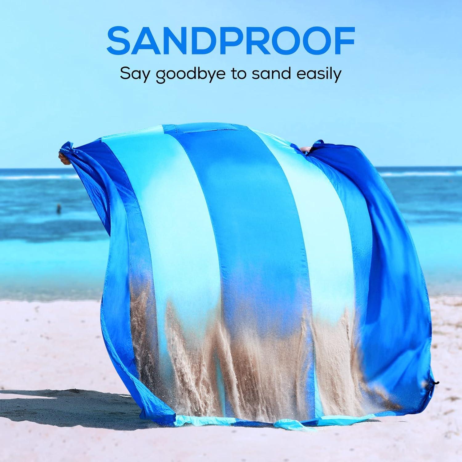 imageTOURIT Sun Shelter Sandproof Beach Blanket Waterproof Beach Mat 122quotx110quot Oversized for 48 Adult