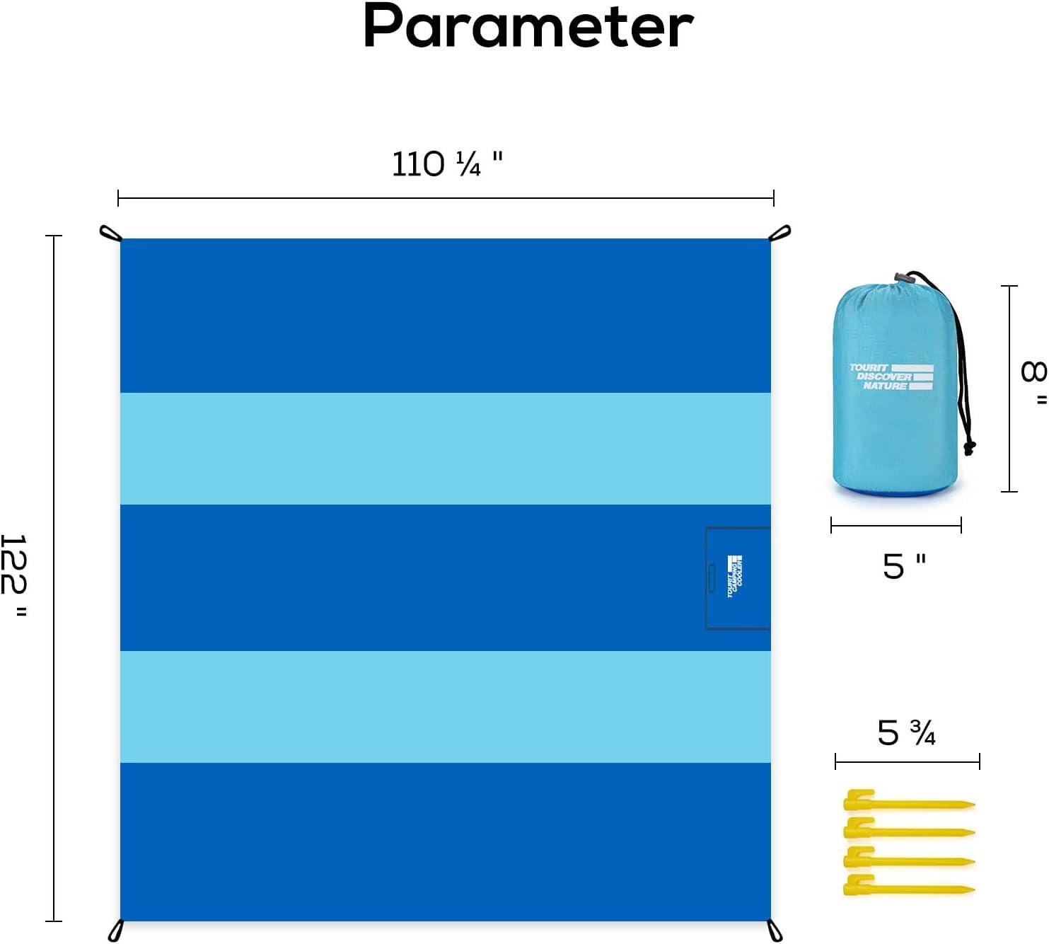 imageTOURIT Sun Shelter Sandproof Beach Blanket Waterproof Beach Mat 122quotx110quot Oversized for 48 Adult