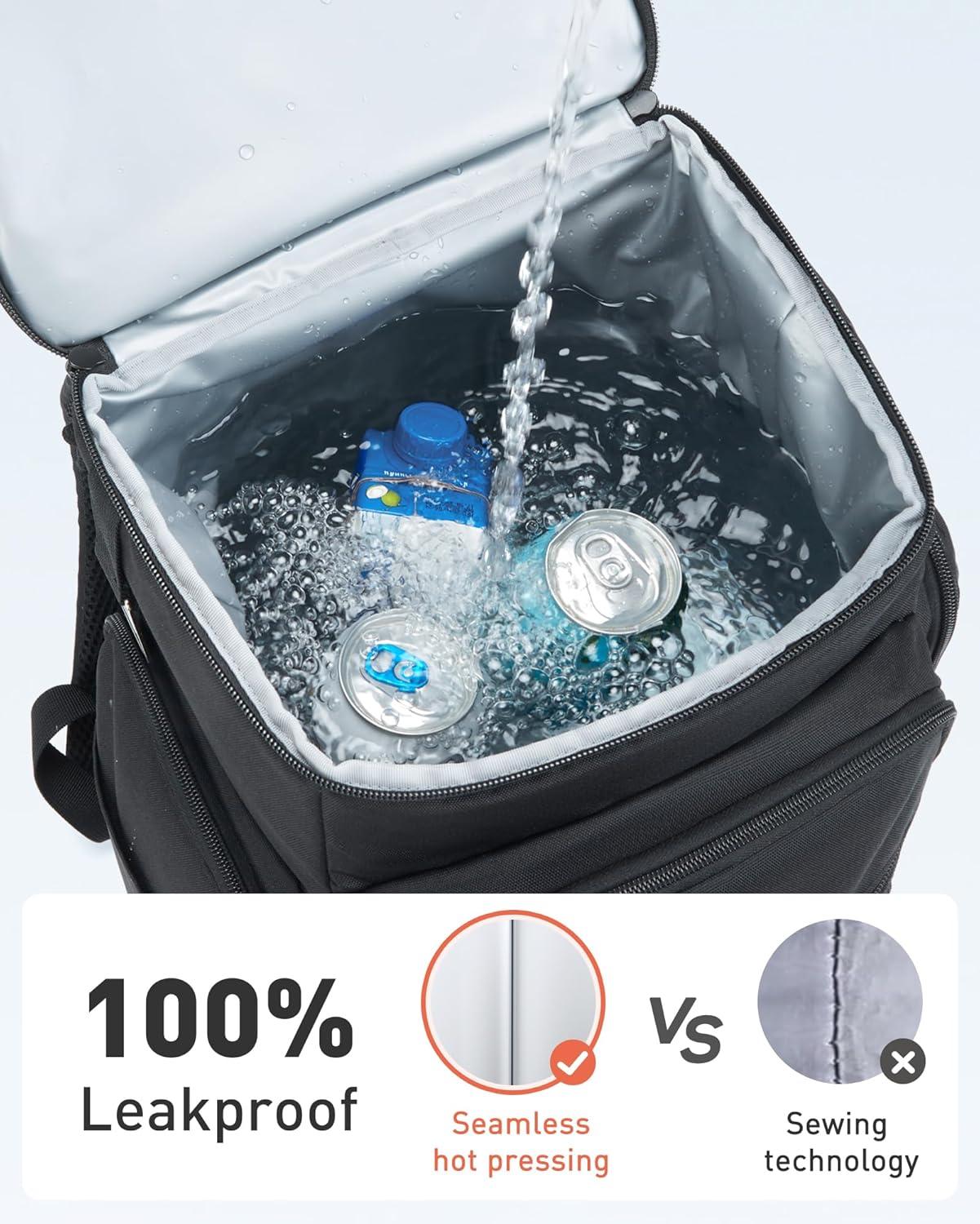 imageTOURIT Waterproof Cooler Backpack 30 Cans Insulated Leakproof Portable Cooler Bag Beach Travel Camping Picnic HikingPink