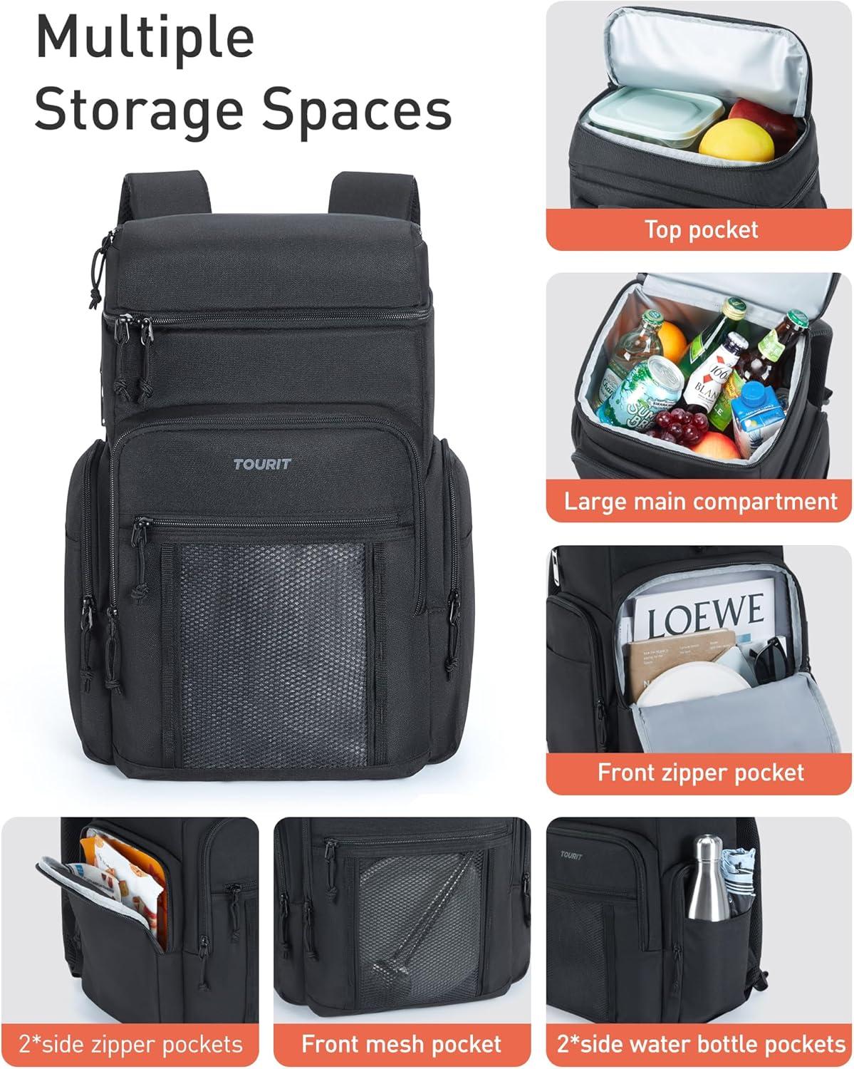 imageTOURIT Waterproof Cooler Backpack 30 Cans Insulated Leakproof Portable Cooler Bag Beach Travel Camping Picnic HikingPink