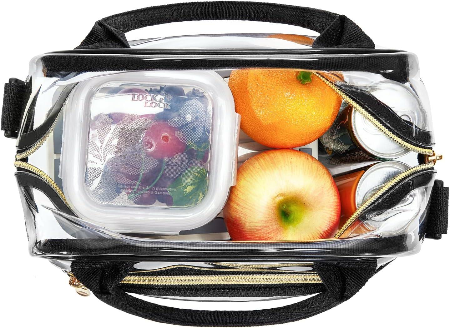 imageTOURIT Womens Insulated Lunch Bag Thermal Reusable Tote for Work Picnic Beige01Clear Black