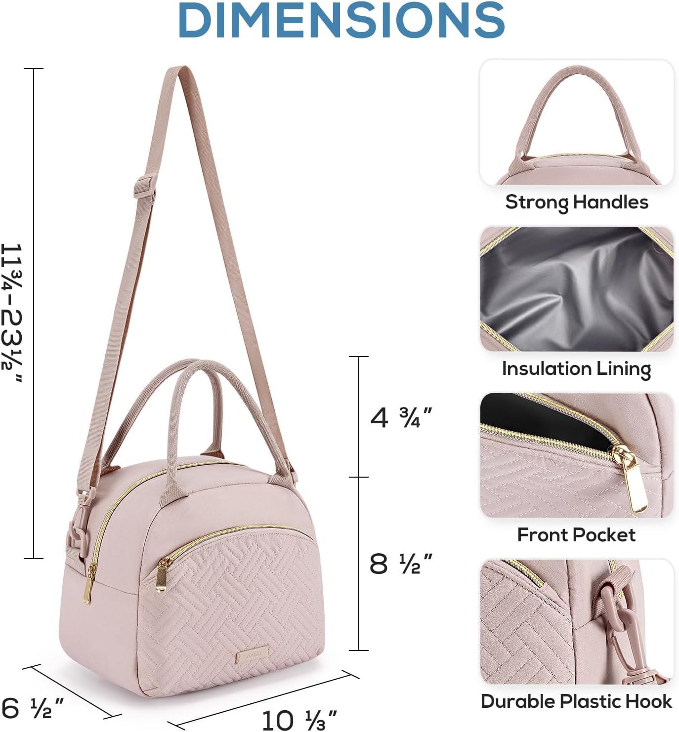 imageTOURIT Womens Insulated Lunch Bag Thermal Reusable Tote for Work Picnic Beige01Pink