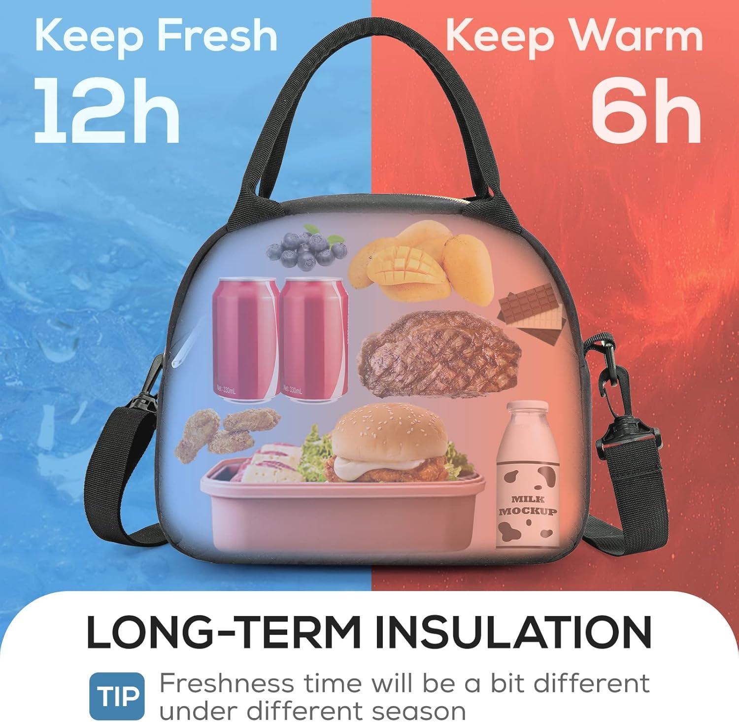 imageTOURIT Womens Insulated Lunch Bag Thermal Reusable Tote for Work Picnic Beige02Midnight Black