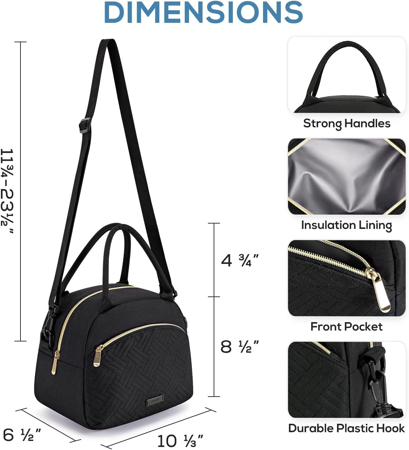 imageTOURIT Womens Insulated Lunch Bag Thermal Reusable Tote for Work Picnic Beige02Midnight Black