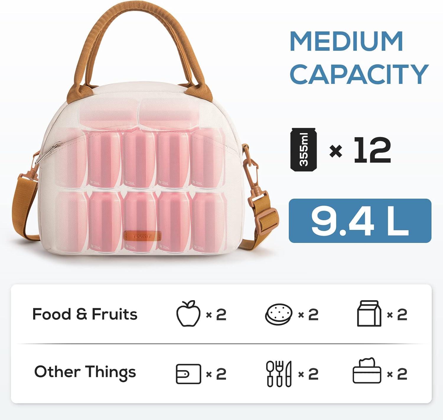 imageTOURIT Womens Insulated Lunch Bag Thermal Reusable Tote for Work Picnic BeigeBeige