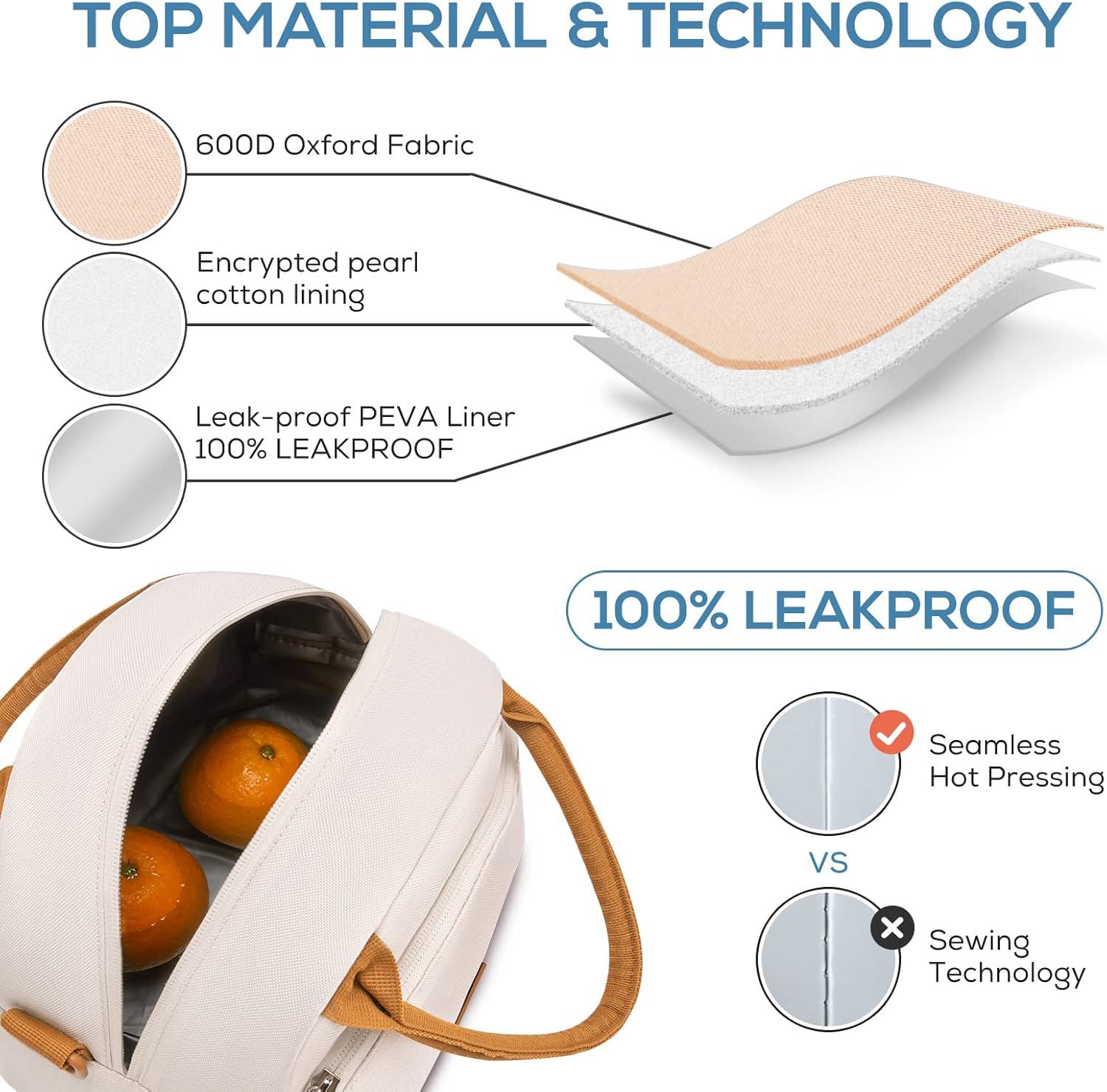imageTOURIT Womens Insulated Lunch Bag Thermal Reusable Tote for Work Picnic BeigeBeige