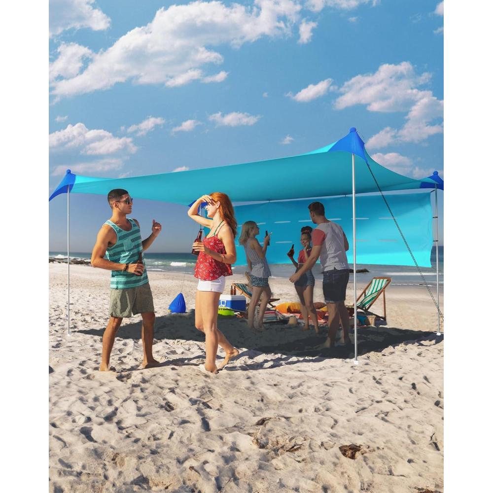 imageTOURIT Beach Tent Sun Shelter 11x11ft UPF50 Protection Beach Canopy Tent Sun Shade with Windproof Design Outdoor Canopy for Camping Fishing Backyard BlueBlue