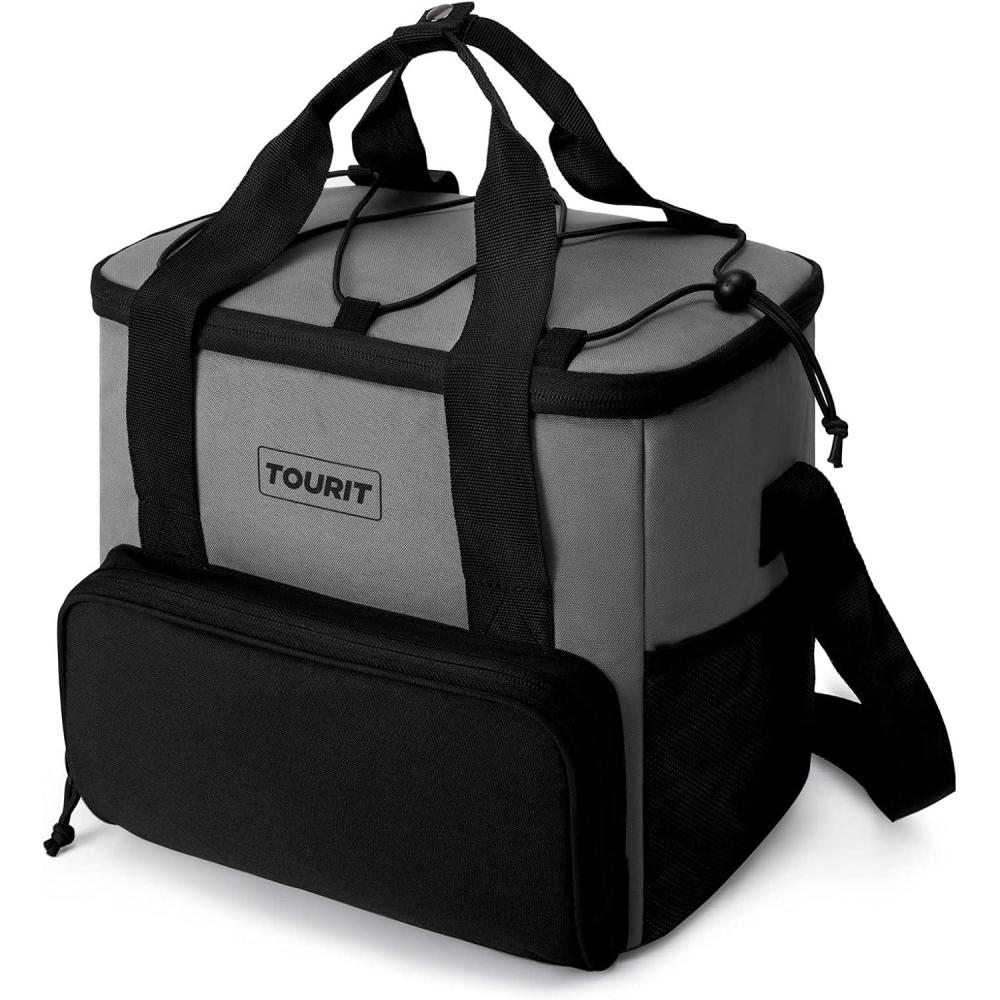 imageTOURIT Cooler Bag 243546Can Insulated Soft Cooler Portable Cooler Bag 1462432L Large Lunch Cooler for Picnic Beach Work TripGrey