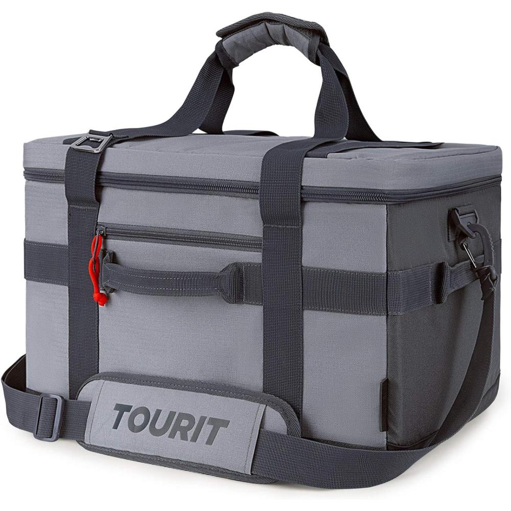 imageTOURIT Cooler Bag 4860 Cans Insulated Soft Cooler Large Collapsible Cooler Bag 3240L Lunch Coolers for Picnic Beach Work Trip01Grey