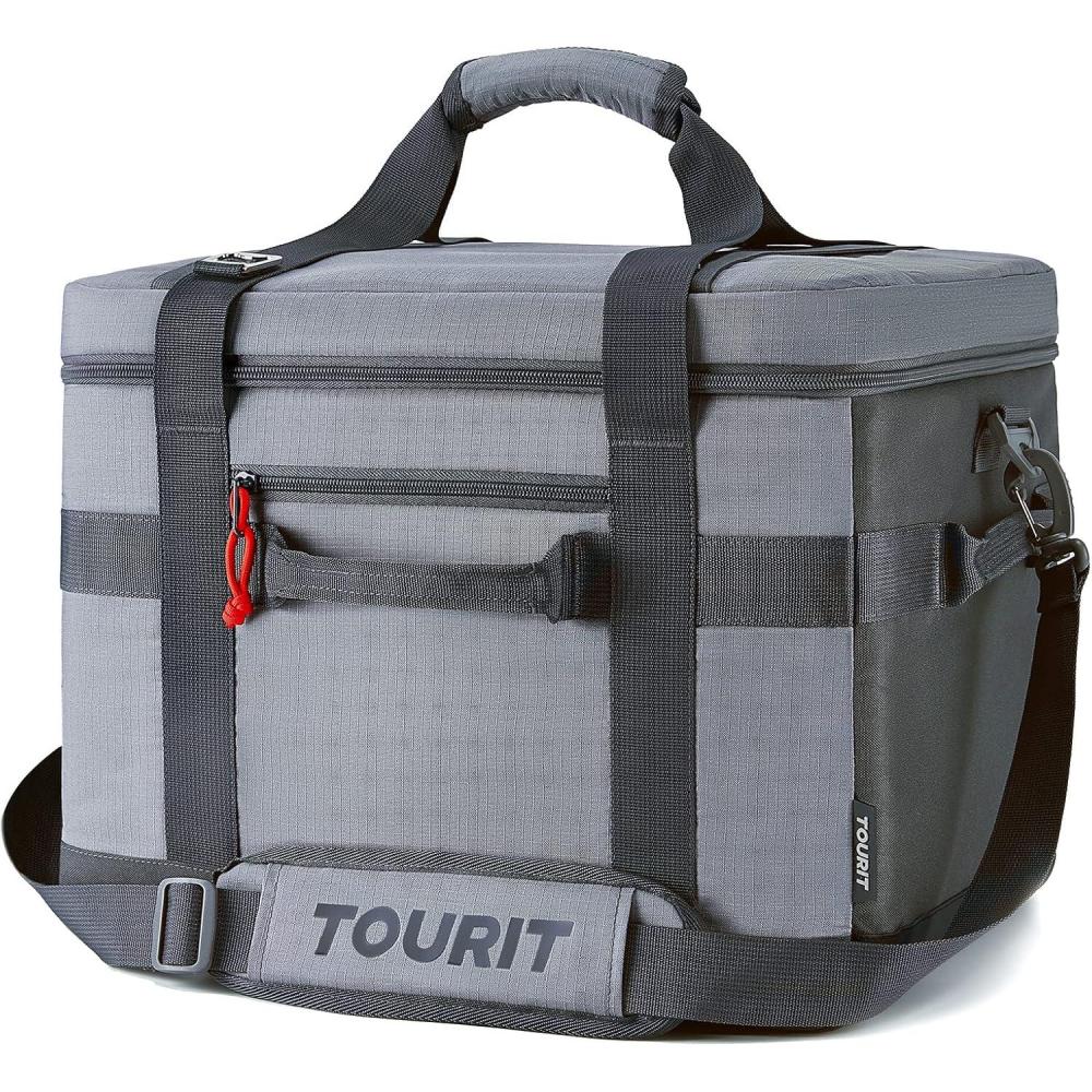 imageTOURIT Cooler Bag 4860 Cans Insulated Soft Cooler Large Collapsible Cooler Bag 3240L Lunch Coolers for Picnic Beach Work TripGrey