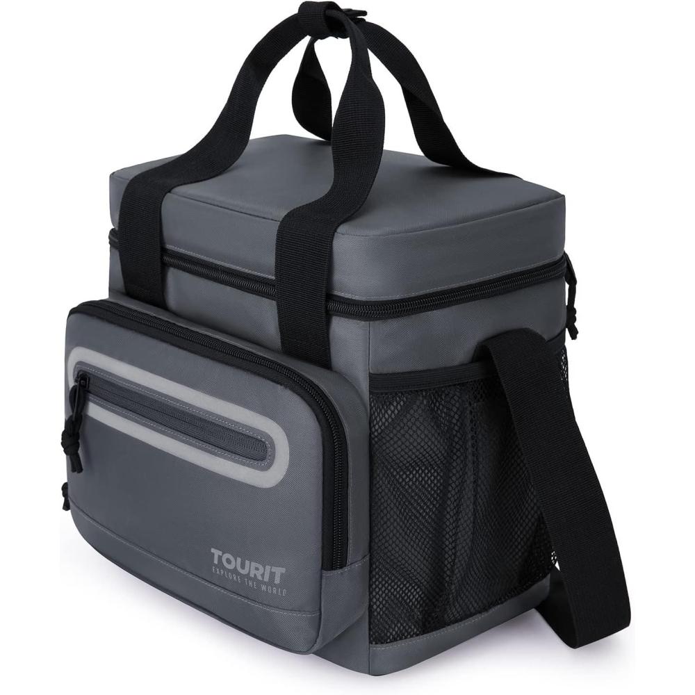 imageTOURIT Large Lunch Bag 14L Insulated Lunch Box Lunch Cooler for Men Women Work BlackADark Gray