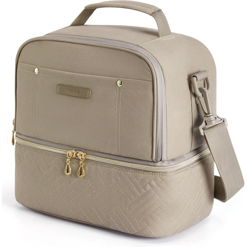 imageTOURIT Lunch Bag Women Double Deck Lunch Box Insulated Lunch Cooler for Women Men Work PinkCamel