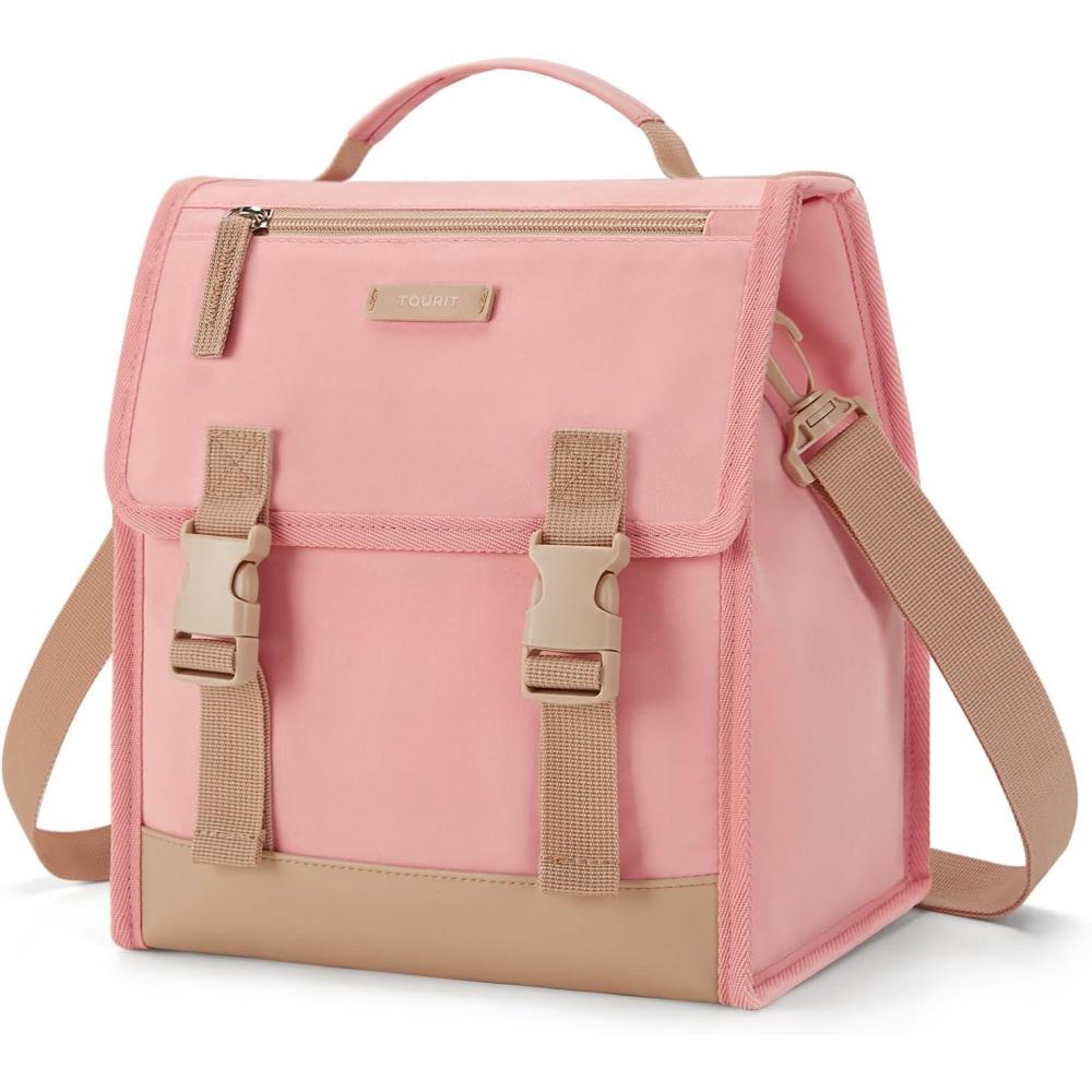 imageTOURIT Lunch Bag with Buckle Lunch Box Insulated Food Carrier for Women Men Work Outdoor Pink02Pink