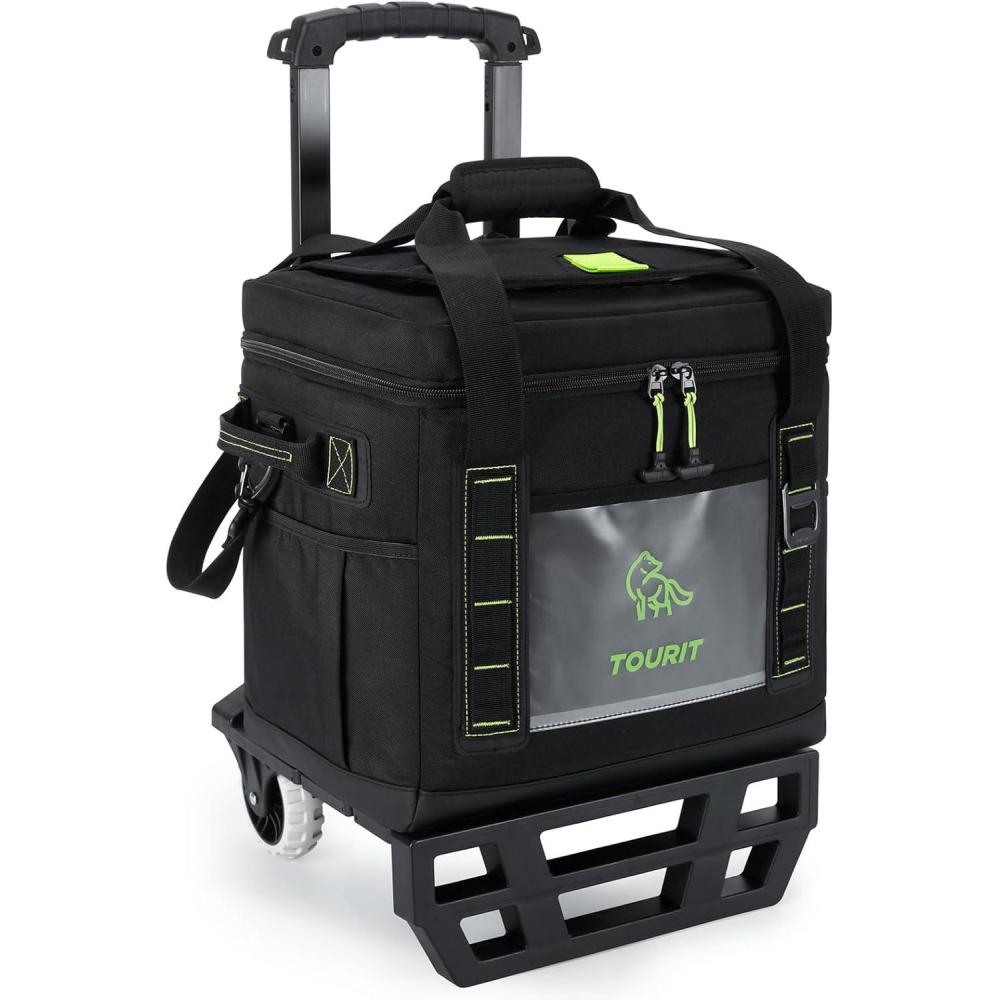 imageTOURIT Portable 50Can Collapsible Rolling Soft Cooler with 29L Space ampamp Reinforced AllTerrain Cart with Wheels Easy Transportation Large Leakproof Travel Beach Ice Chest for Grocery Shoppingblack