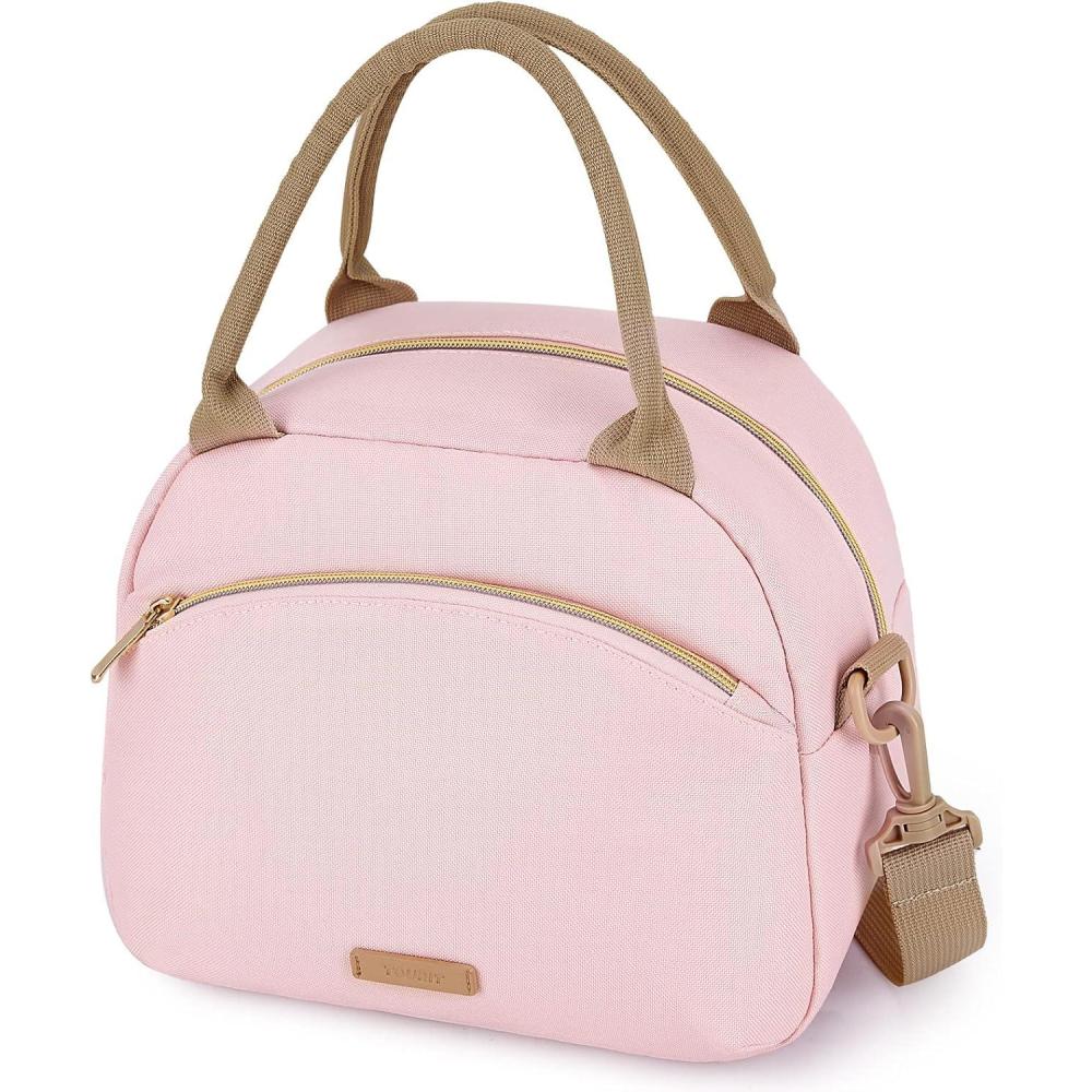 imageTOURIT Womens Insulated Lunch Bag Thermal Reusable Tote for Work Picnic Beige03Hot Pink