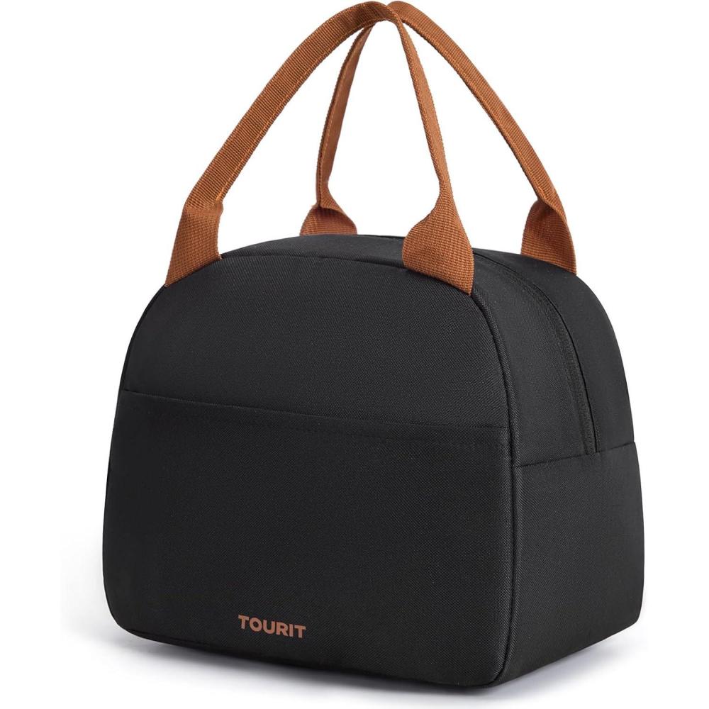 imageTOURIT Womens Insulated Lunch Bag Thermal Reusable Tote for Work Picnic Beige08Drak Black