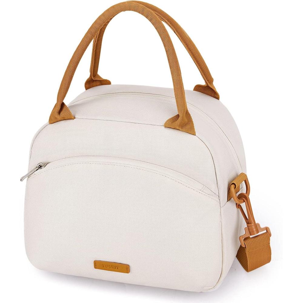imageTOURIT Womens Insulated Lunch Bag Thermal Reusable Tote for Work Picnic BeigeBeige