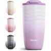 imageTOURIT 16 oz Travel Coffee Mug Insulated Stainless Steel Travel Mug with Lid LeakProof DoubleWall Vacuum Tumbler Reusable Coffee Cup  KhakiLilac