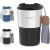 imageTOURIT 16 oz Travel Coffee Mug SpillProof Insulated Stainless Steel Coffee Mug with Lid ampamp Silicone Sea Double Wall Vacuum Travel Coffee Tumblers Cup Holder Friendly Reusable ThermosBlack