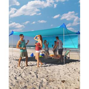 TOURIT Beach Tent Sun Shelter 11x11ft, UPF50+ Protection Beach Canopy Tent Sun Shade with Windproof Design, Outdoor Canopy for Camping, Fishing, Backyard, Blue(Blue)