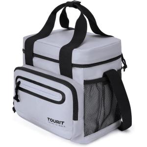 TOURIT Large Lunch Bag 14L Insulated Lunch Box Lunch Cooler for Men Women Work, Black(Gray)