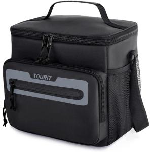 TOURIT Large Lunch Bag 14L Insulated Lunch Box Lunch Cooler for Men Women Work, Black(Y-Black)