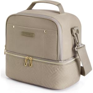 TOURIT Lunch Bag Women Double Deck Lunch Box Insulated Lunch Cooler for Women Men Work, Pink(Camel)
