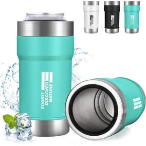 TOURIT Slim Can Cooler 12 oz 4 in 1 Double-Walled Stainless Steel Insulator for Beer & Hard Seltzer Cans