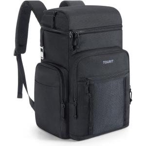 TOURIT Waterproof Cooler Backpack: 30 Cans Insulated Leakproof Portable Cooler Bag Beach Travel Camping Picnic Hiking(Black)