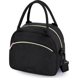 TOURIT Womens Insulated Lunch Bag Thermal Reusable Tote for Work Picnic, Beige(02-Midnight Black)