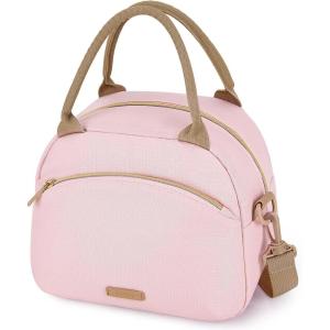TOURIT Womens Insulated Lunch Bag Thermal Reusable Tote for Work Picnic, Beige(03-Hot Pink)