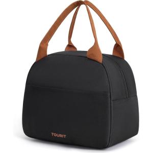 TOURIT Womens Insulated Lunch Bag Thermal Reusable Tote for Work Picnic, Beige(08-Drak Black)