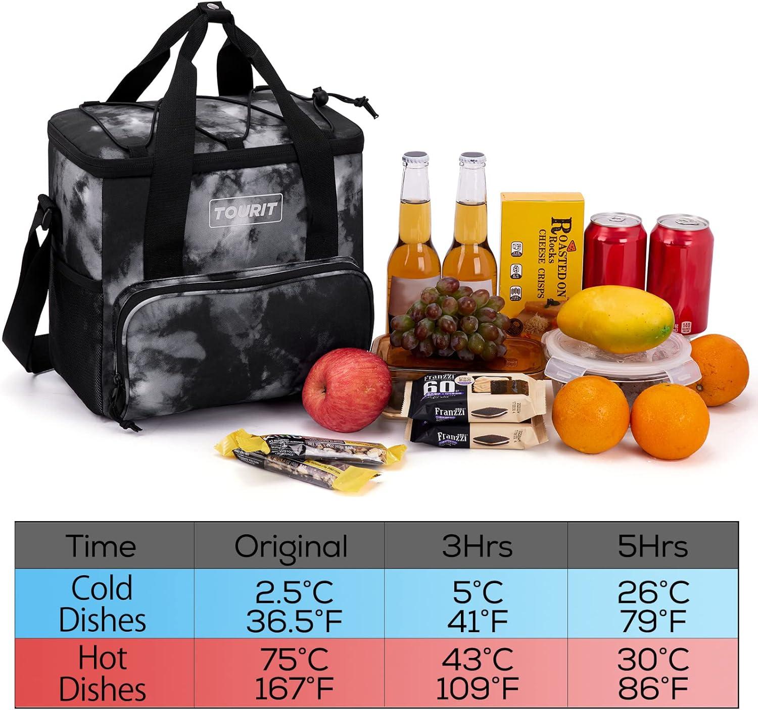 imageTOURIT Cooler Bag 243546Can Insulated Soft Cooler Portable Cooler Bag 1462432L Large Lunch Cooler for Picnic Beach Work TripTieDyed Black