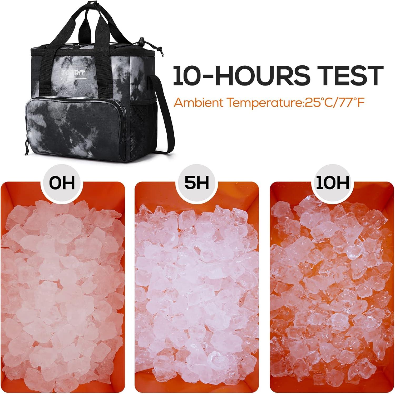 imageTOURIT Cooler Bag 243546Can Insulated Soft Cooler Portable Cooler Bag 1462432L Large Lunch Cooler for Picnic Beach Work TripTieDyed Black